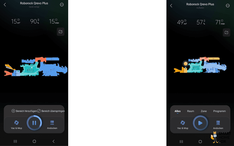 Die Navigationwege des Roborock QRevo Plus sind in der App zu sehen